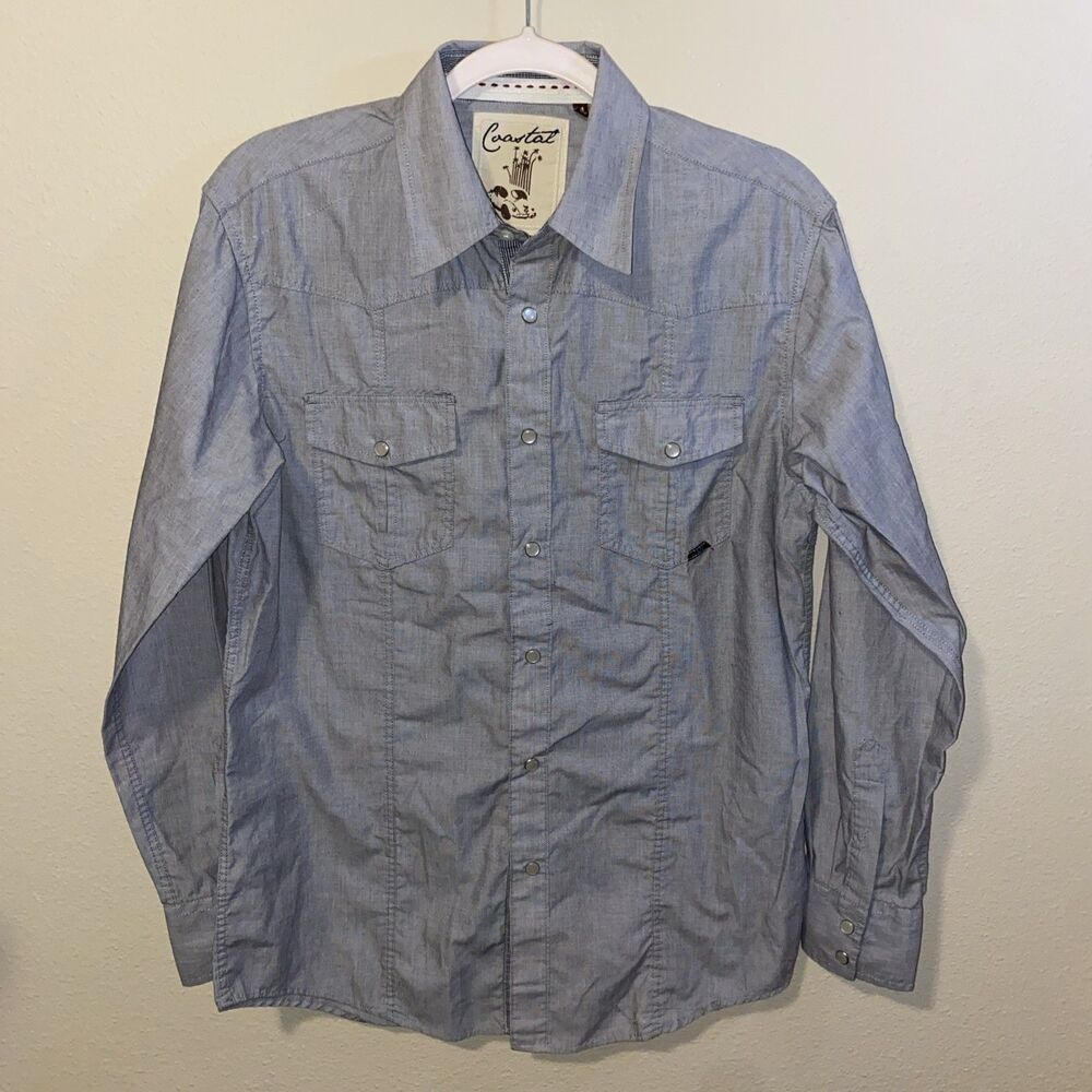 Coastal Women’s Pearl Snap Button Down Shirt Gray